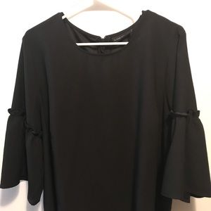 Classic black blouse with bell sleeve